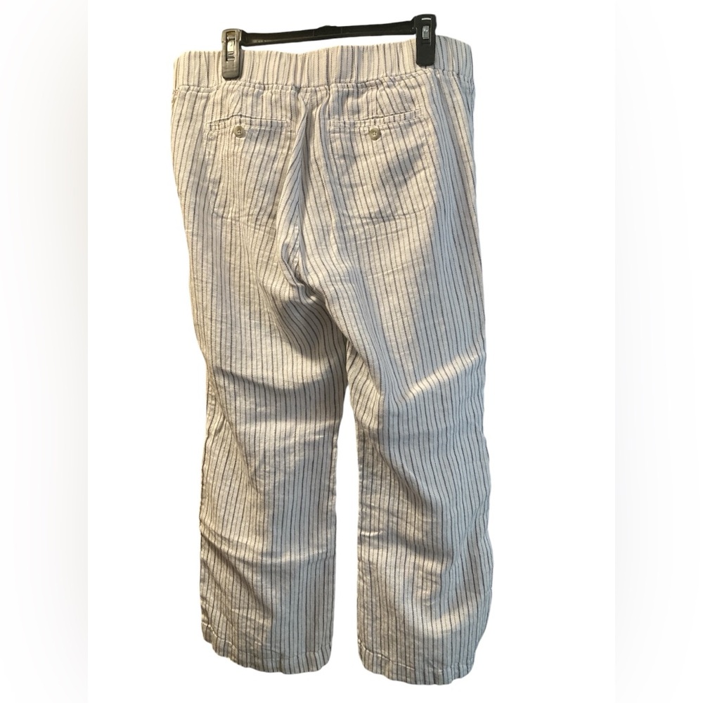 Athleta 100% Linen Herringbone Striped Pants. Size 14. - Picture 3 of 14